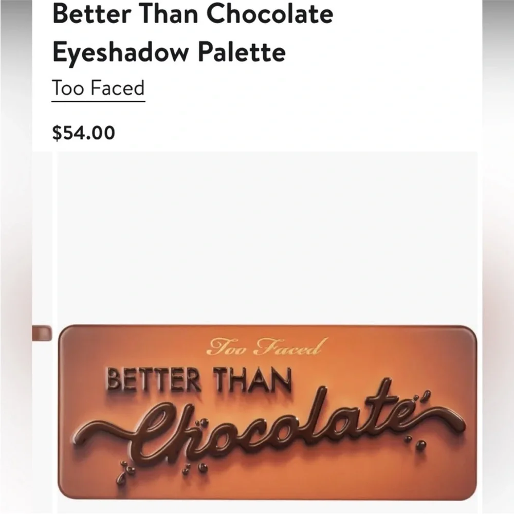Too Faced Makeup Better Than Chocolate Eyeshadow Palette NWT